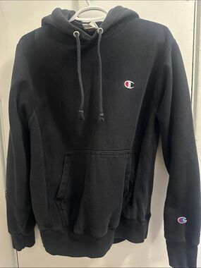 Champion Black Pullover Hoodie with Small C Logos